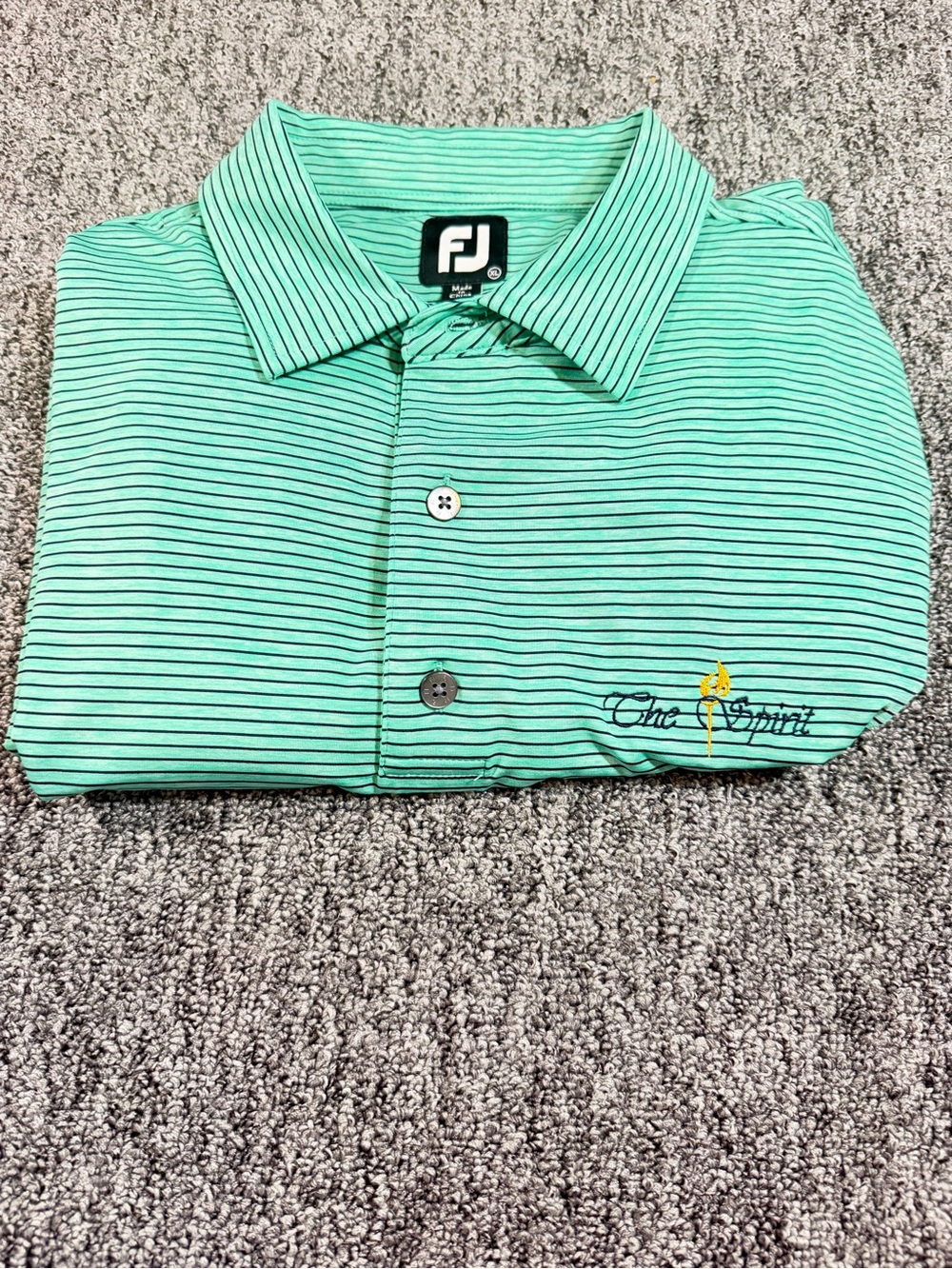 FootJoy Mint Green Striped Polo with Embroidered Logo